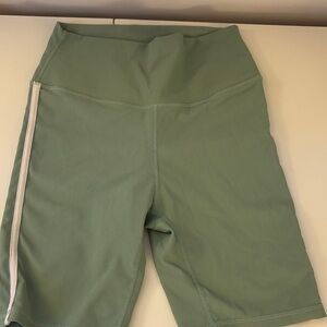 Sleek Olive Women's Bike Shorts with White Accent